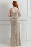 Load image into Gallery viewer, Sheath Black V-Neck Plus Size Formal Dress