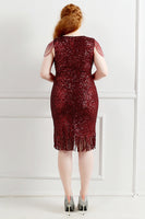 Load image into Gallery viewer, Black V-Neck Plus Size Prom Dress With Tassel