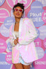 Load image into Gallery viewer, White Sequins One Button Women&#39;s Blazer