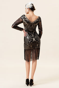 Black Long Sleeves 1920s Dress