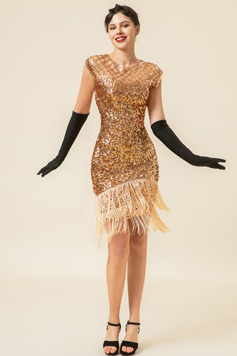 Pink Sequin Gatsby 1920s Flapper Dress