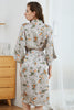 Load image into Gallery viewer, Grey Tniy Floral Kimono Bridal Party Robe