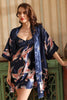 Load image into Gallery viewer, Navy Two-piece Print Bridal Party Robes