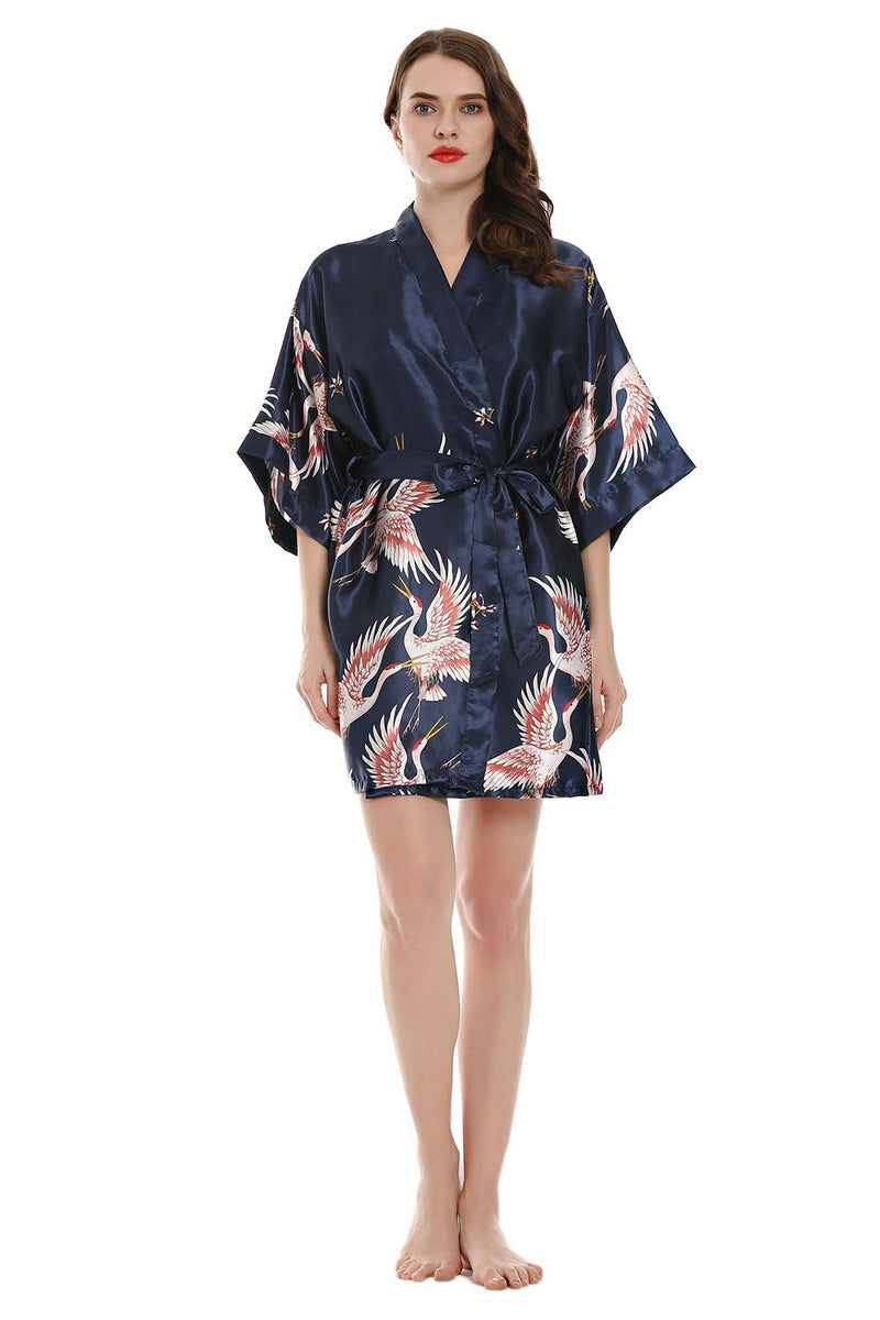 Load image into Gallery viewer, Navy Two-piece Print Bridal Party Robes
