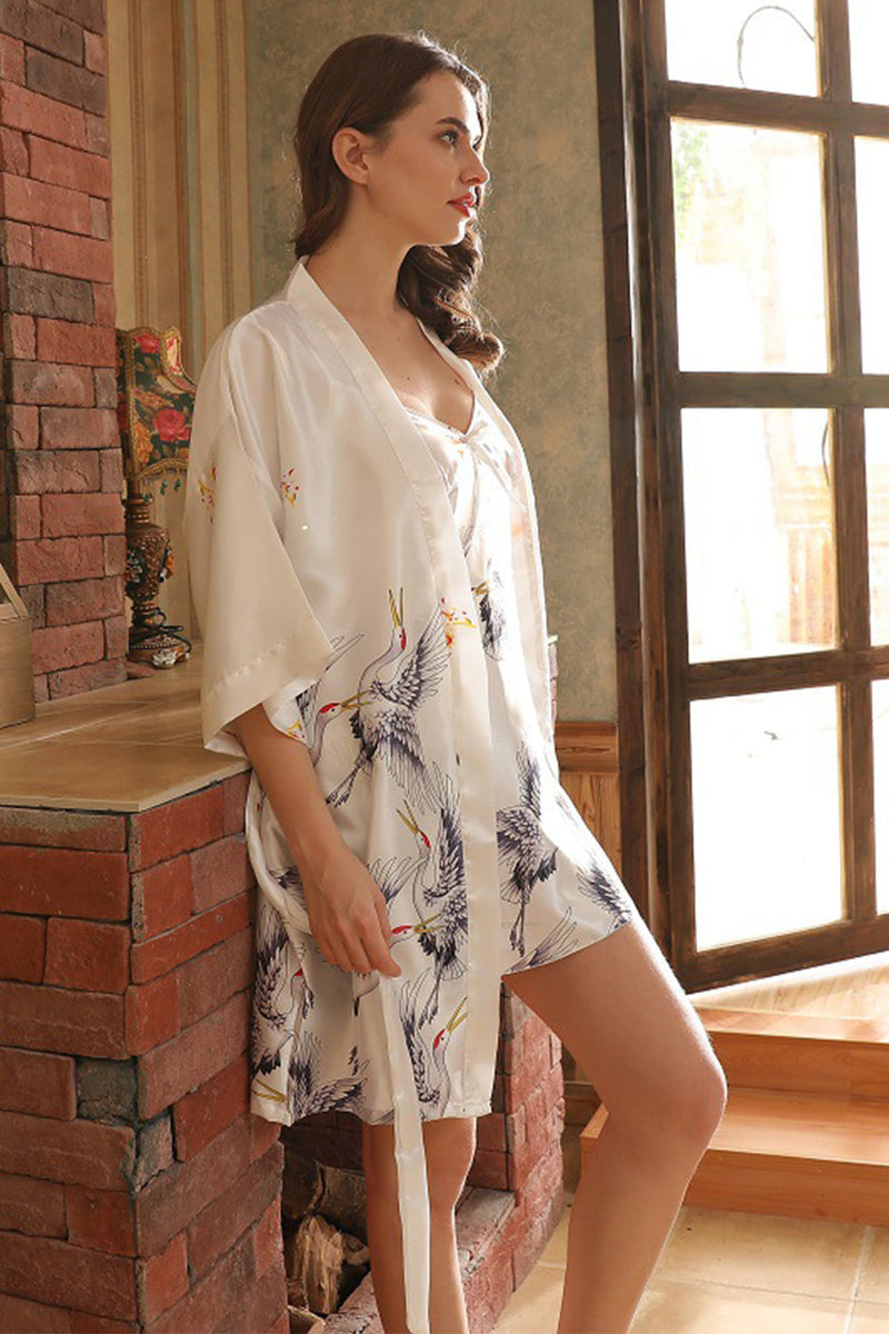 Load image into Gallery viewer, Navy Two-piece Print Bridal Party Robes