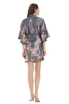 Grey Print Two-piece Bridal Party Robes