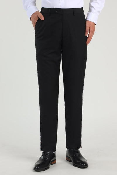 Black Straight Leg Men's Suits Pants with Beading