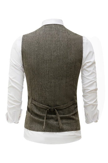 Coffee Single Breasted Shawl Lapel Men's Suit Vest