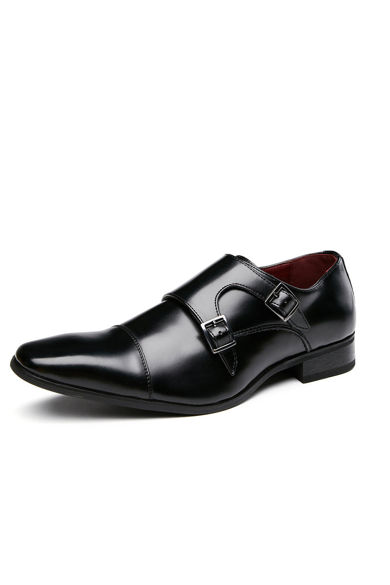 Load image into Gallery viewer, Black Monk Strap Men&#39;s Leather Slip-On Dress Shoes