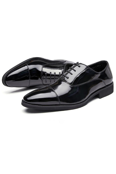 Black Lace Up Leather Men's Shoes