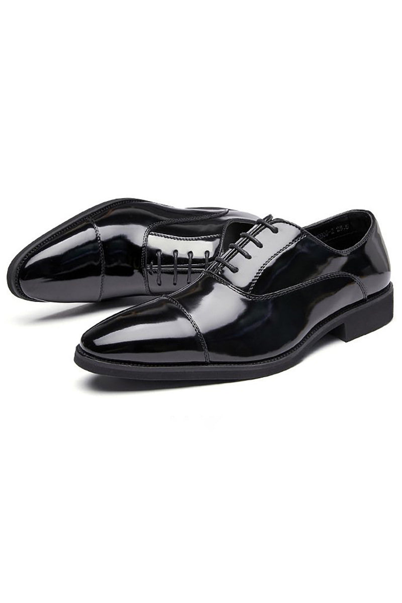 Load image into Gallery viewer, Black Lace Up Leather Men&#39;s Shoes
