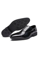 Load image into Gallery viewer, Black Lace Up Leather Men&#39;s Shoes