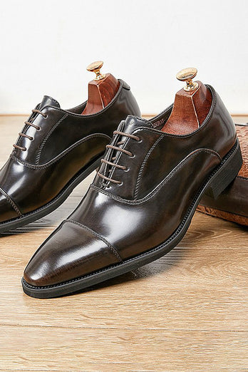 Black Lace Up Leather Men's Shoes