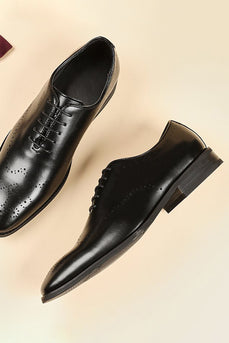 Black Leather Slip-On Men's Shoes