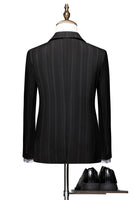 Load image into Gallery viewer, 3 Piece Black Stripe Notch Lapel One Button Men Suits