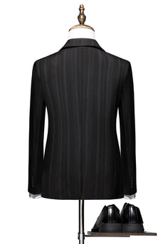Black Stripe Notch Lapel 3-Piece Men Suit
