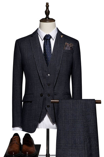 Black Stripe 3 Piece One Button Men Suits