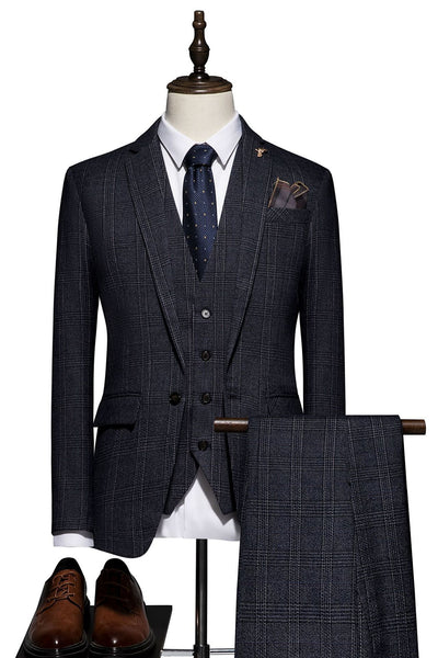 Black Stripe 3 Piece One Button Men Suits