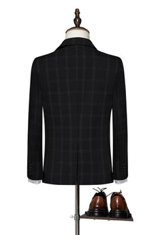Black 3-Piece One Button Notch Lapel Men Suit