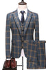 Load image into Gallery viewer, Grey Blue Plaid Notch Lapel One Button 3-Piece Men Suit