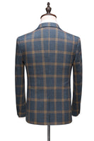 Load image into Gallery viewer, Grey Blue Plaid Notch Lapel One Button 3 Piece Men Suits