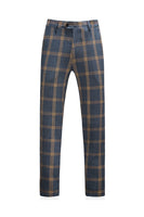 Load image into Gallery viewer, Grey Blue Plaid Notch Lapel One Button 3 Piece Men Suits