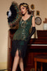 Load image into Gallery viewer, V Neck Burgundy Sequins 1920s Fringe Dress