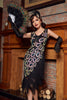 Load image into Gallery viewer, Burgundy Asymmetrical V Neck 1920s Dress with Tassel