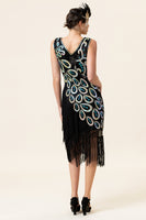 Load image into Gallery viewer, Irregular Tassel Hem Peacock Dress