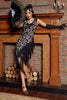 Load image into Gallery viewer, Burgundy Asymmetrical V Neck 1920s Dress with Tassel