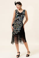 Load image into Gallery viewer, Irregular Tassel Hem Peacock Dress