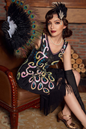 Burgundy Asymmetrical V Neck 1920s Dress with Tassel