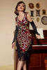 Load image into Gallery viewer, Burgundy Asymmetrical V Neck 1920s Dress with Tassel