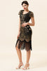 Load image into Gallery viewer, Black Golden Sequins 1920 Fringe Dress