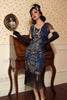 Load image into Gallery viewer, Black Golden Sequins 1920 Fringe Dress