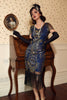 Load image into Gallery viewer, V Neck Blue Sequins 1920 Dress with Tassel