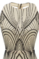 Load image into Gallery viewer, Black Ivory Sheath Backless 1920s Formal Party Dress