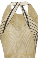 Load image into Gallery viewer, Black Ivory Sheath Backless 1920s Formal Party Dress