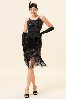 Fringed Vintage 1920s Sequin Dress With 20s Accessories Set