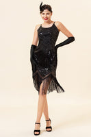 Load image into Gallery viewer, Fringed Vintage 1920s Sequin Dress