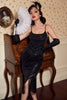 Load image into Gallery viewer, Bodycon Black Silver Sequins 1920s Dress