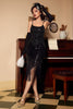 Load image into Gallery viewer, Bodycon Black Silver Sequins 1920s Dress