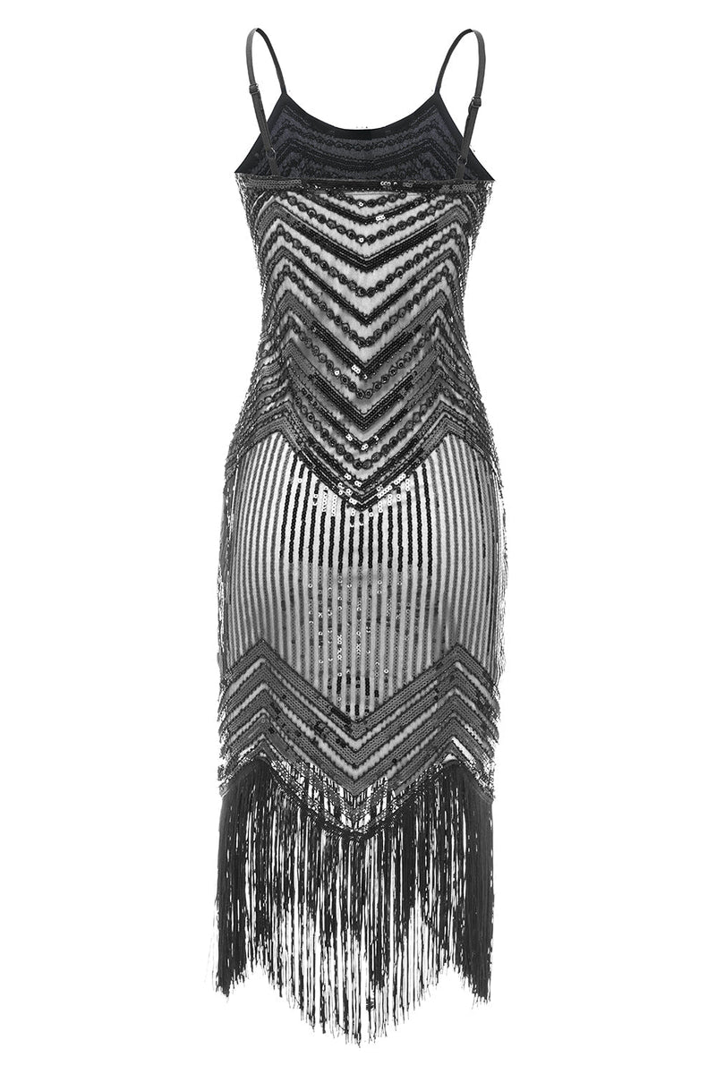 Load image into Gallery viewer, Fringed Vintage 1920s Sequin Dress