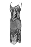 Load image into Gallery viewer, Bodycon Black Silver Sequins 1920s Dress