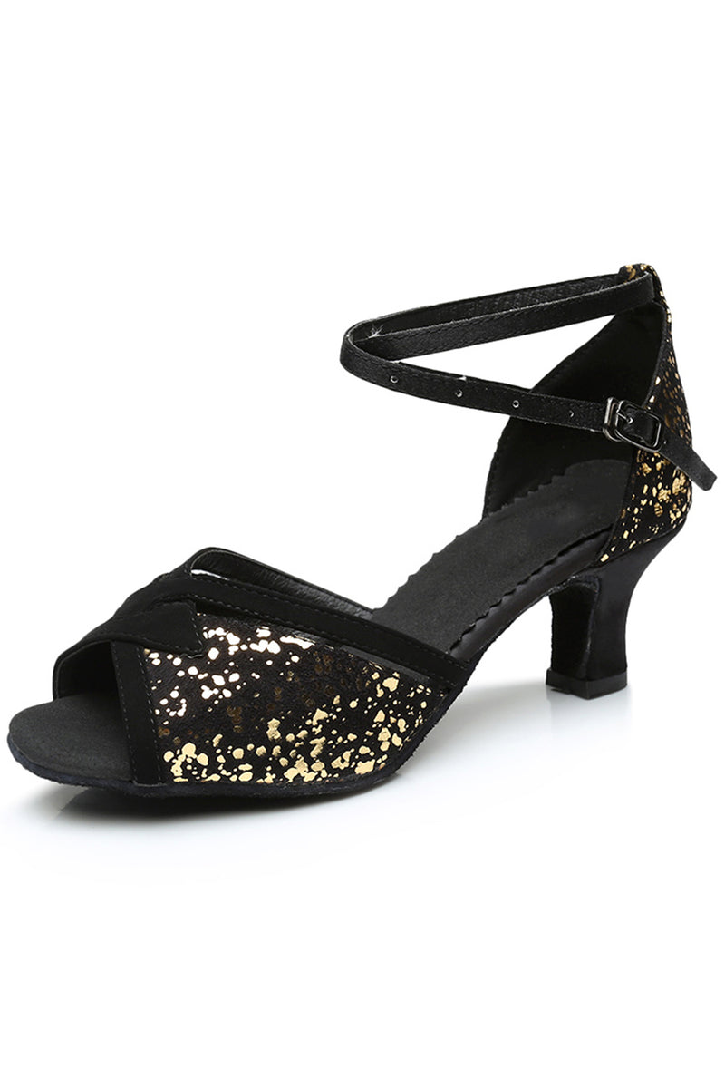 Load image into Gallery viewer, Black Gold Sequin 1920s Sandal