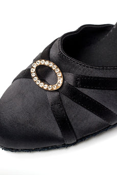 Black High Heel Diamond Buckle Modern Dance Shoes
