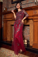 Load image into Gallery viewer, Black Golden Sequins Long Formal Dress With 20s Accessories Set