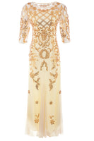 Load image into Gallery viewer, Black Golden Sequins Long Formal Dress With 20s Accessories Set