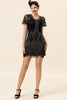 Load image into Gallery viewer, Jewel Black Sequined Beaded Fringe 1920s Dress