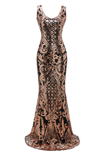 Mermaid Dark Red Sequins 1920s Formal Dress